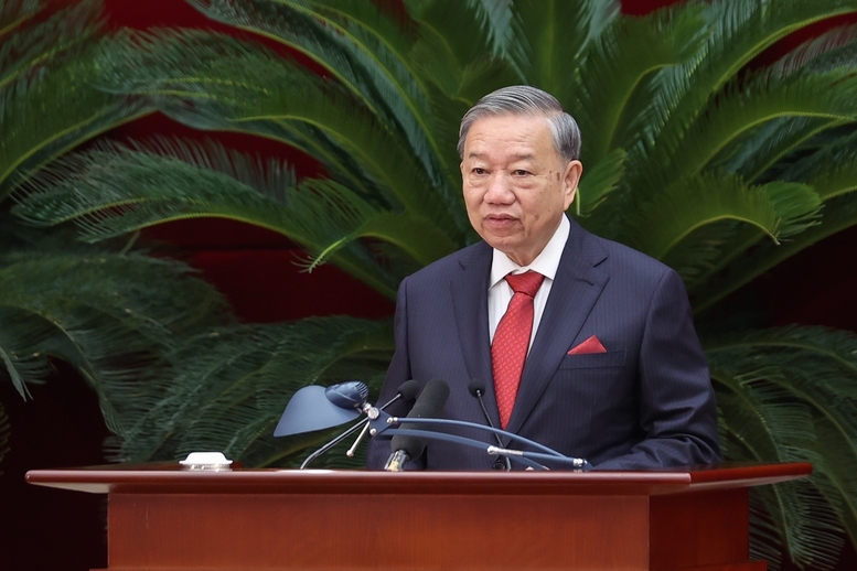 Tổng Bí thư Tô Lâm phát biểu tại Hội nghị lần thứ 13, Ban Chấp hành Trung ương Đảng khoá XIII - (Ảnh: VGP)