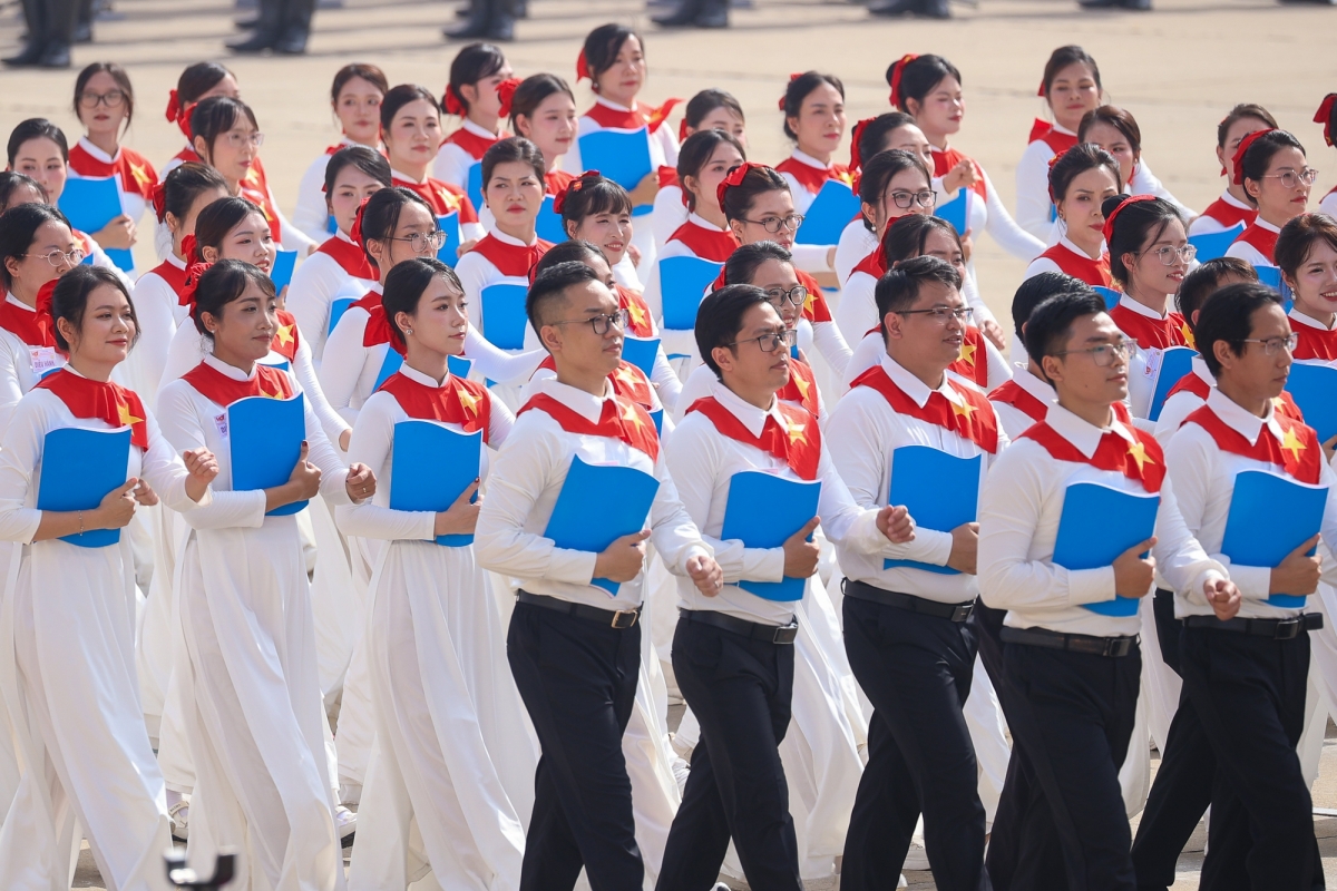 Khối Trí thức Việt Nam diễu hành tại Lễ kỷ niệm Quốc khánh nước CHXHCN Việt Nam. (Ảnh: VGP)