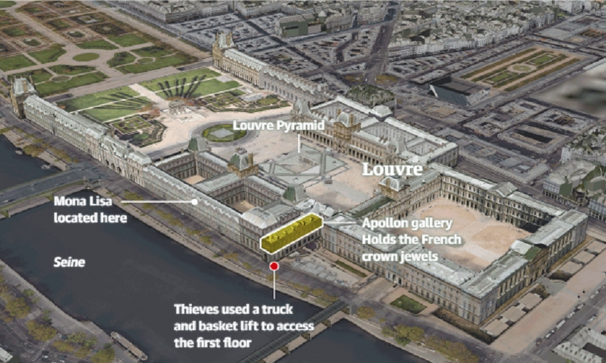 Cảnh sát mở rộng truy lùng điều tra vụ trộm tại bảo tàng Louvre. Ảnh: Guardian