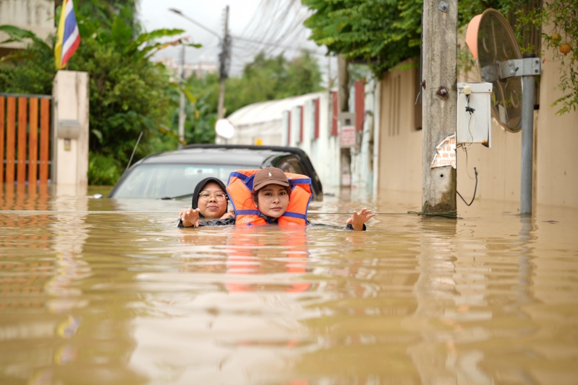 Lũ lụt tại Songkhla. Ảnh: Cục Quan hệ công chúng Thái Lan (PRD).