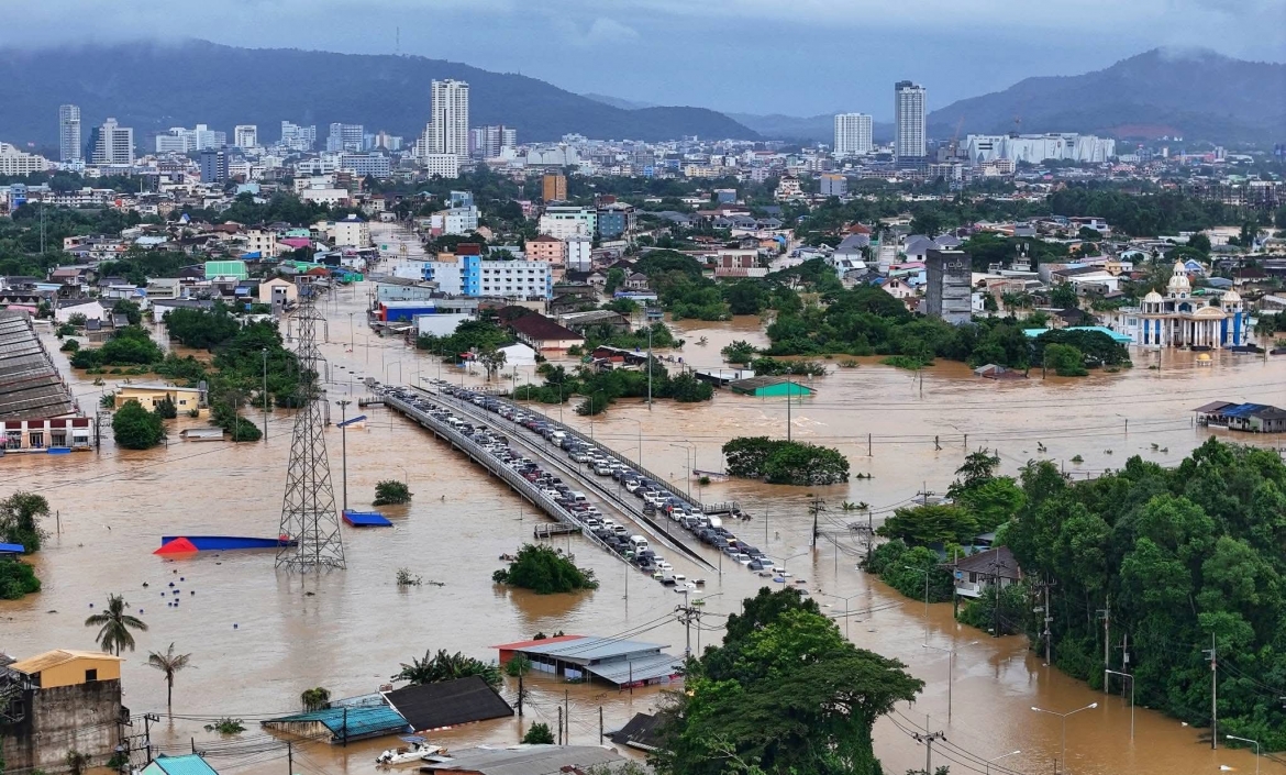 Lũ lụt tại Songkhla. Ảnh: Cục Quan hệ công chúng Thái Lan (PRD)