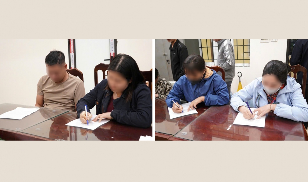 Các phụ huynh học sinh ký cam kết giáo dục con tại gia đình