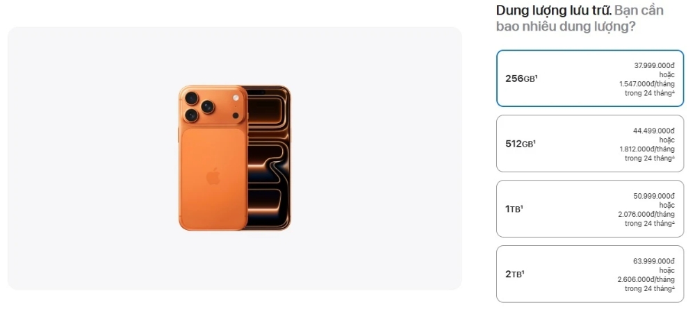 Mức giá nâng cấp bộ nhớ trong "trên trời" được Apple đưa ra.