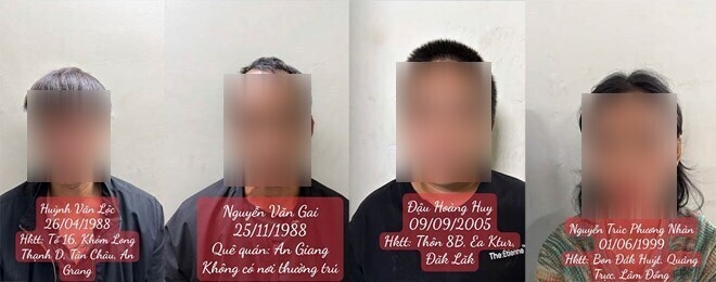 4 đối tượng bị công an bắt giữ.