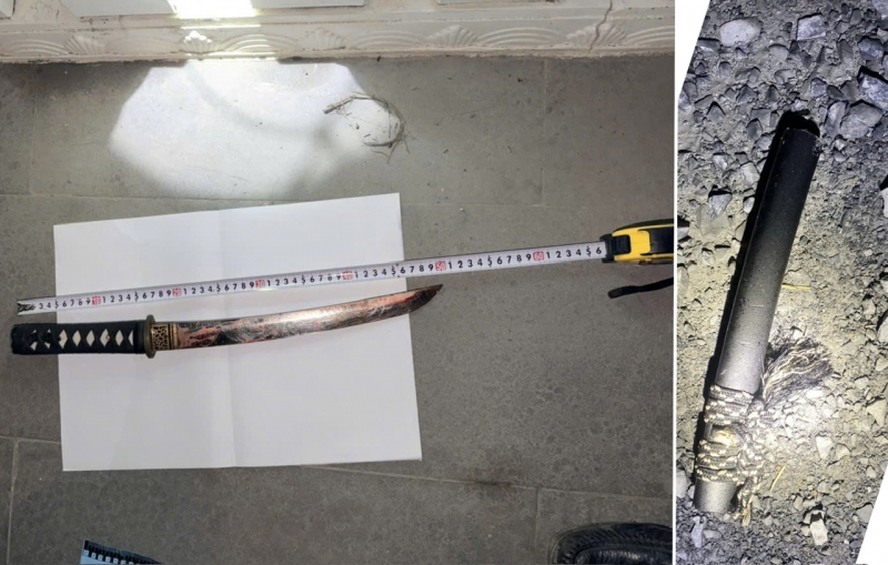 Hung khí thu giữ tại hiện trường.