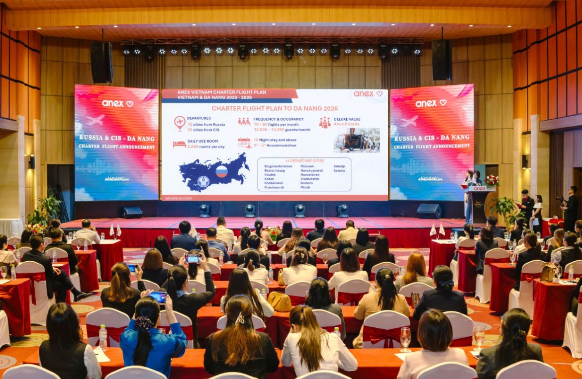 Công bố kế hoạch khai thác các chuyến bay charter kết nối Đà Nẵng với thị trường Nga và các nước CIS vào năm 2026. Nguồn: Anex