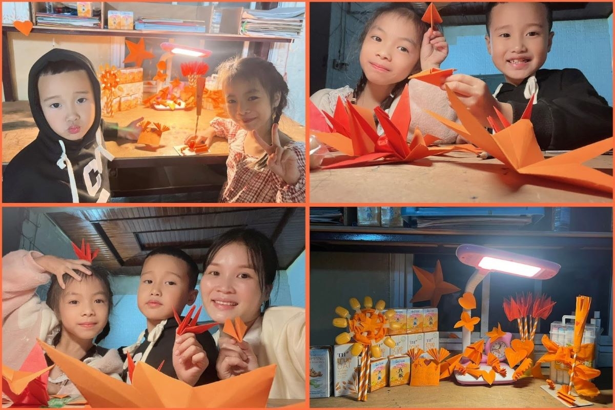 Khoảnh khắc gia đình trang trí góc cam năm 2024