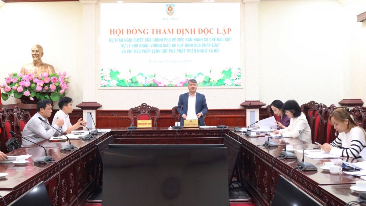 Thứ trưởng Nguyễn Thanh Tú phát biểu tại cuộc họp. Ảnh: BTP