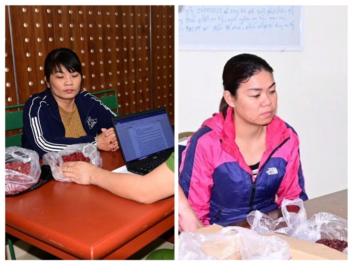 Hai đối tượng Nguyễn Thị Hồng Yến và Nguyễn Thị Thu Hiền bị công an phường Ngô Quyền bắt giữ
(Ảnh: Công an Hải Phòng)