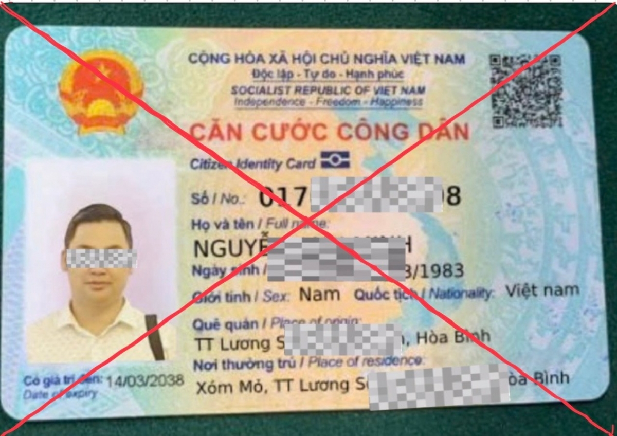 Thẻ CCCD mang tên N.A.M là giả đã bị chỉnh sửa thông tin