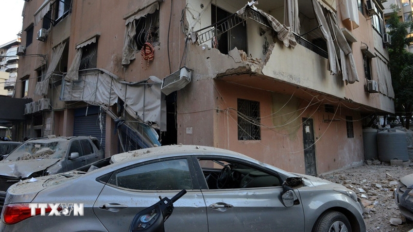 Tòa nhà bị hư hại sau cuộc không kích của Israel tại Beirut, Lebanon ngày 23/11/2025 -Ảnh: Tân Hoa xã/TTXVN