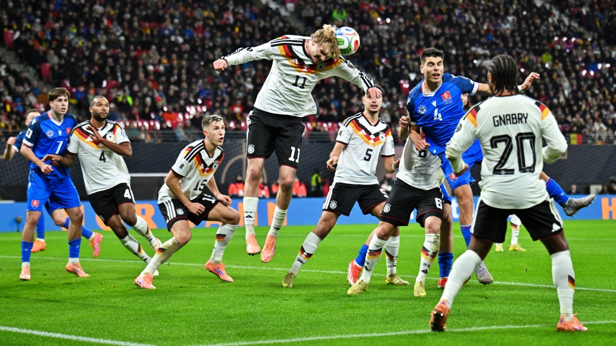 ĐT Đức giành chiến thắng đậm trước Slovakia ở lượt trận cuối bảng C vòng loại World Cup 2026 khu vực châu Âu. (Ảnh: Reuters)