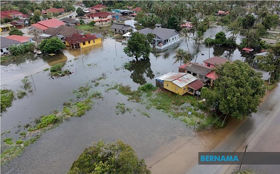 Tình trạng ngập lụt ở Malaysia. Ảnh: Bernama.