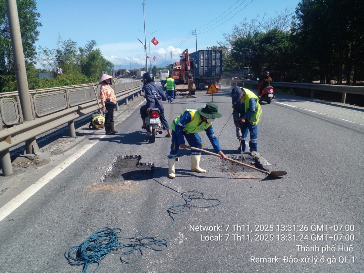 Sửa chữa QL1đoạn qua địa bàn TP Huế.