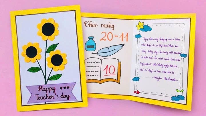 Tấm thiệp handmade do học trò tự tay thể hiện là món quà ý nghĩa nhất.