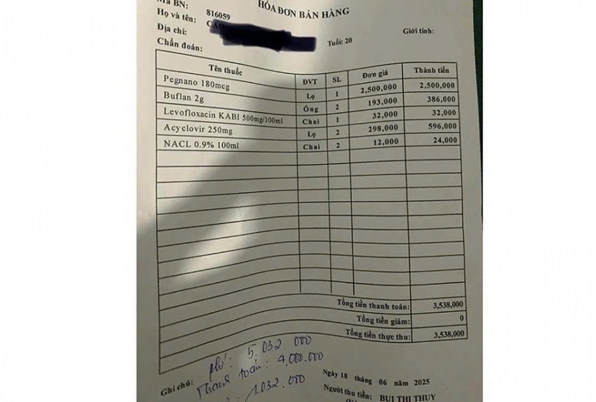 Phòng khám này còn có cả nhà thuốc, liệu nhà thuốc đã được cấp phép hay chưa? Hóa đơn do nhân vật cung cấp