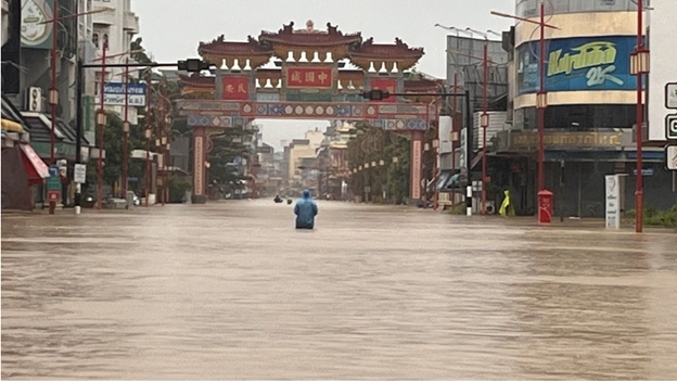 Lũ gây ngập nghiêm trọng tại Hat Yai, Songkhla, miền Nam Thái Lan. Ảnh: Thai PBS