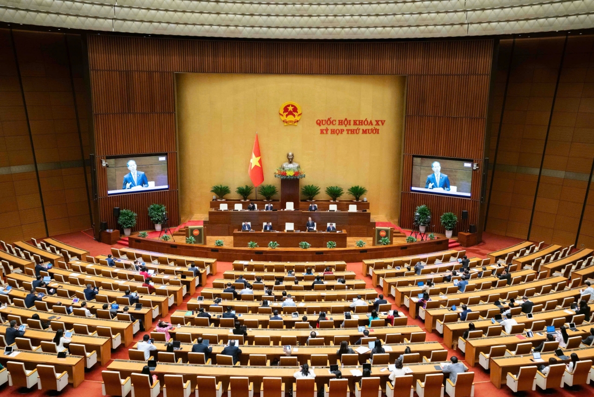 Chiều 21/11/2025: Quốc hội thảo luận ở hội trường về dự án Luật Phá sản (sửa đổi). Ảnh Quốc hội 