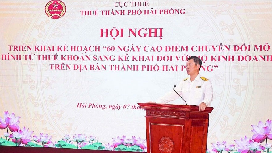 Phó trưởng Thuế TP. Hải Phòng Phạm Tuấn Anh - chủ trì hội nghị, phát biểu tại hội nghị