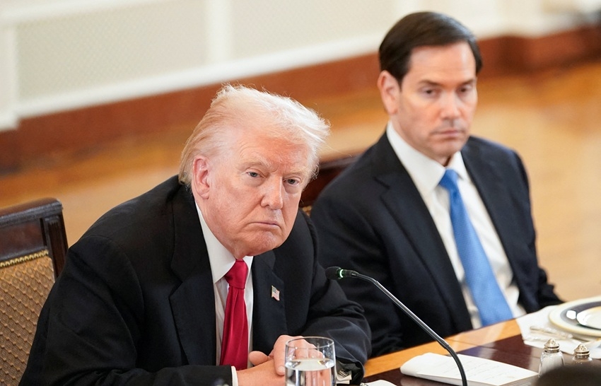 Tổng thống Mỹ Donald Trump và Ngoại trưởng Marco Rubio tham dự bữa tối với các nhà lãnh đạo của các nước Trung Á C5+1. Ảnh: Reuters.