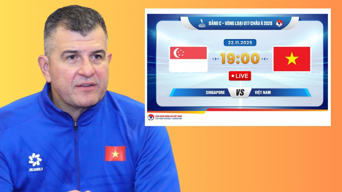 Trận U17 Việt Nam vs U17 Singapore trong khuôn khổ vòng loại U17 châu Á 2026 được trực tiếp lúc 19h hôm nay 22/11.