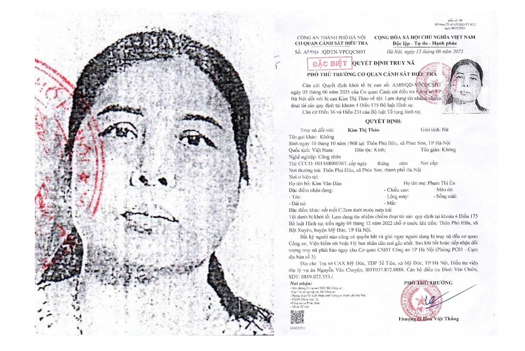 Đối tượng Kim Thị Thảo và Quyết định truy nã