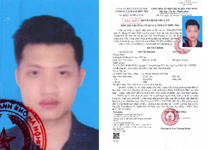 Đối tượng Ngô Văn Phương và quyết định truy nã