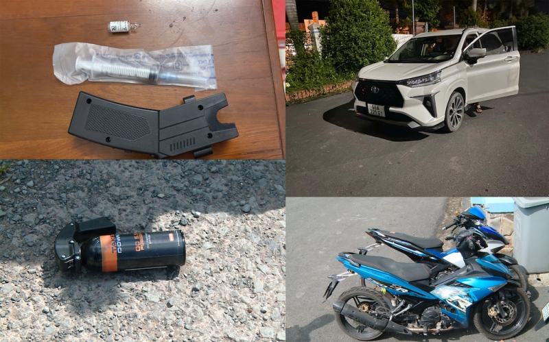 Công cụ, phương tiện các đối tượng thực hiện vụ cướp.