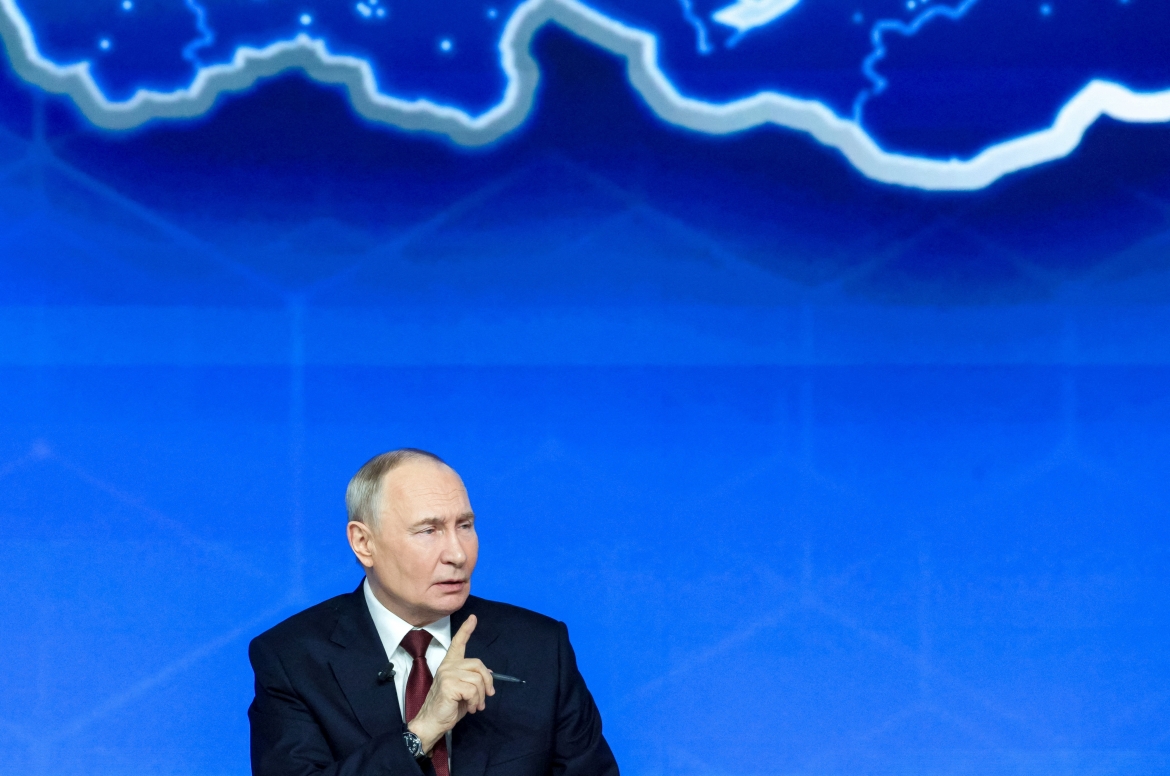 Tổng thống Nga Vladimir Putin trong cuộc họp báo cuối năm ngày 19/12. Ảnh: Reuters