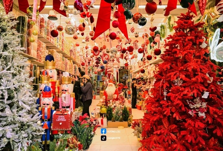 Phố Hãng Mã rực rỡ không khí Noel. (Ảnh: Vương Lộc)