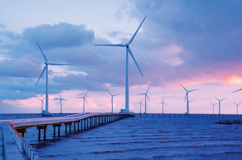 Cánh đồng điện gió ở Cà Mau. (Ảnh happy.vietnam.vn)