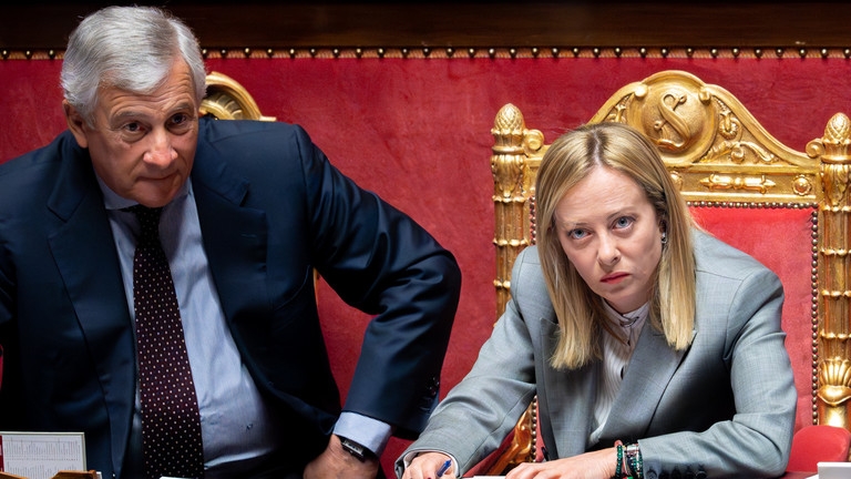 Thủ tướng Italy Giorgia Meloni và Ngoại trưởng Antonio Tajani. Ảnh: Massimo Valicchia/NurPhoto