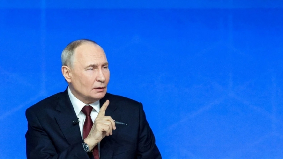 Tổng thống Nga Vladimir Putin trong cuộc họp báo cuối năm ngày 19/12. (Ảnh: Reuters)