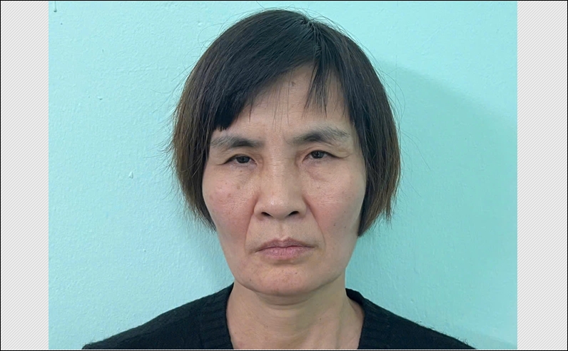 Phương Thị Nga tại cơ quan công an.