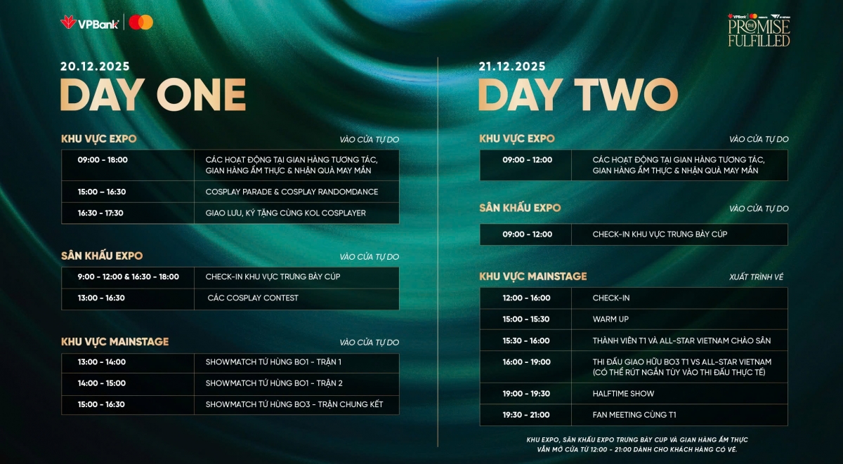 Lịch trình VPBank Presents T1 in Vietnam: The Promise Fulfilled