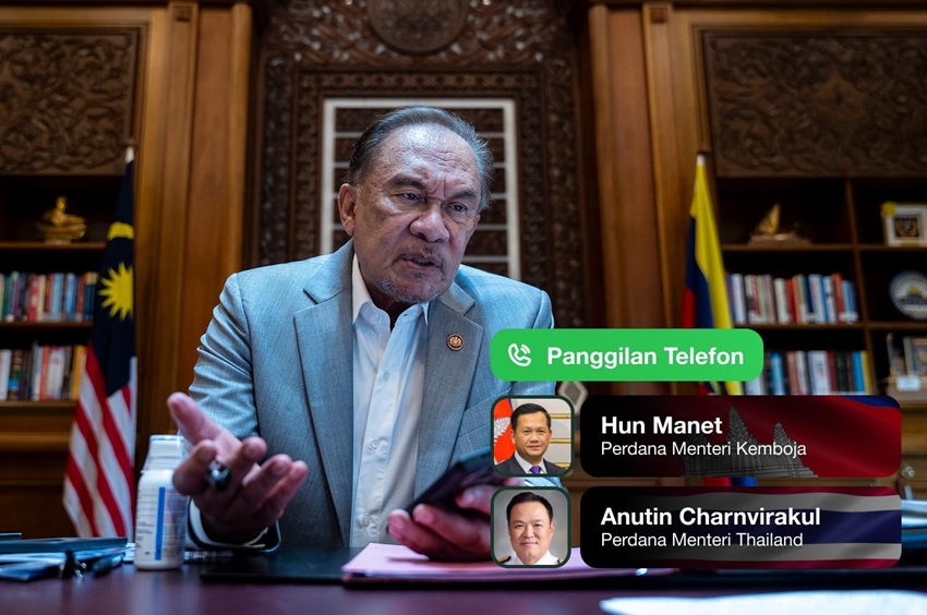 Thủ tướng Malaysia điện đàm với Thủ tướng Thái Lan và Thủ tướng Campuchia. Nguồn: Facebook Thủ tướng Anwar Ibrahim