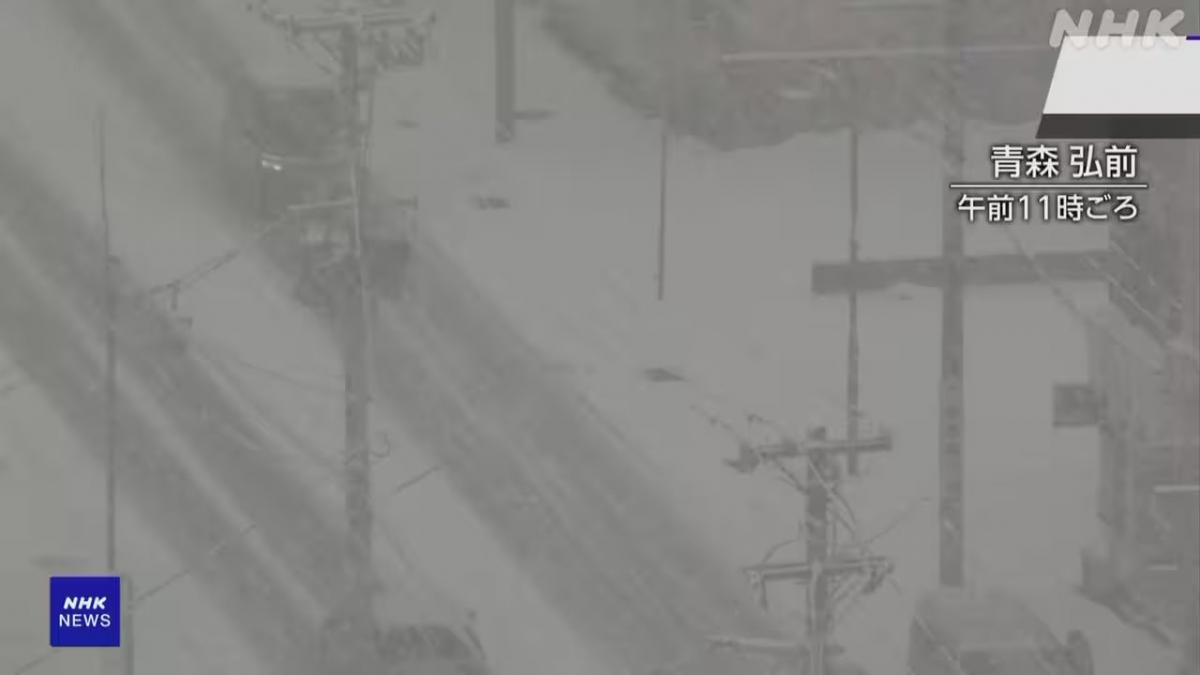 Nhiều khu vực của Aomori chìm trong bão tuyết. Ảnh: NHK