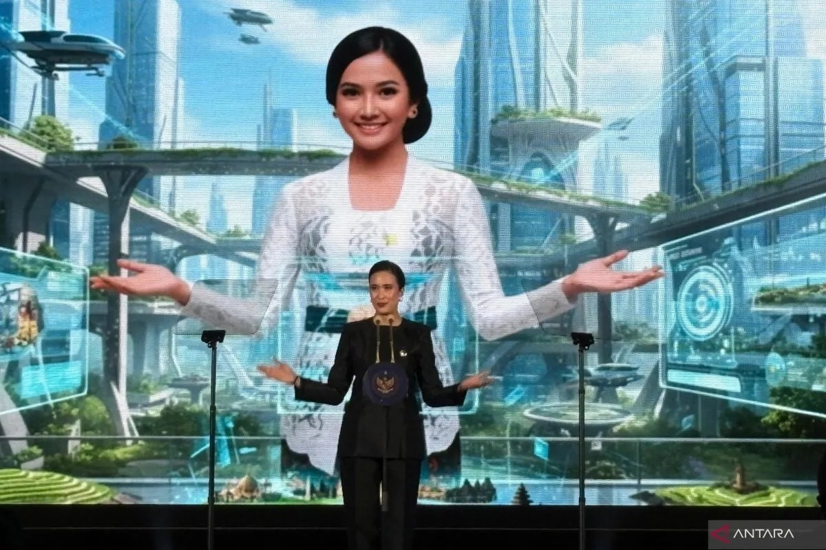 Bộ trưởng Du lịch Widiyanti Putri Wardhana giới thiệu ứng dụng trí tuệ nhân tạo MaiA, nền tảng tập trung vào du khách theo chương trình Du lịch 5.0. Nguồn: Antara