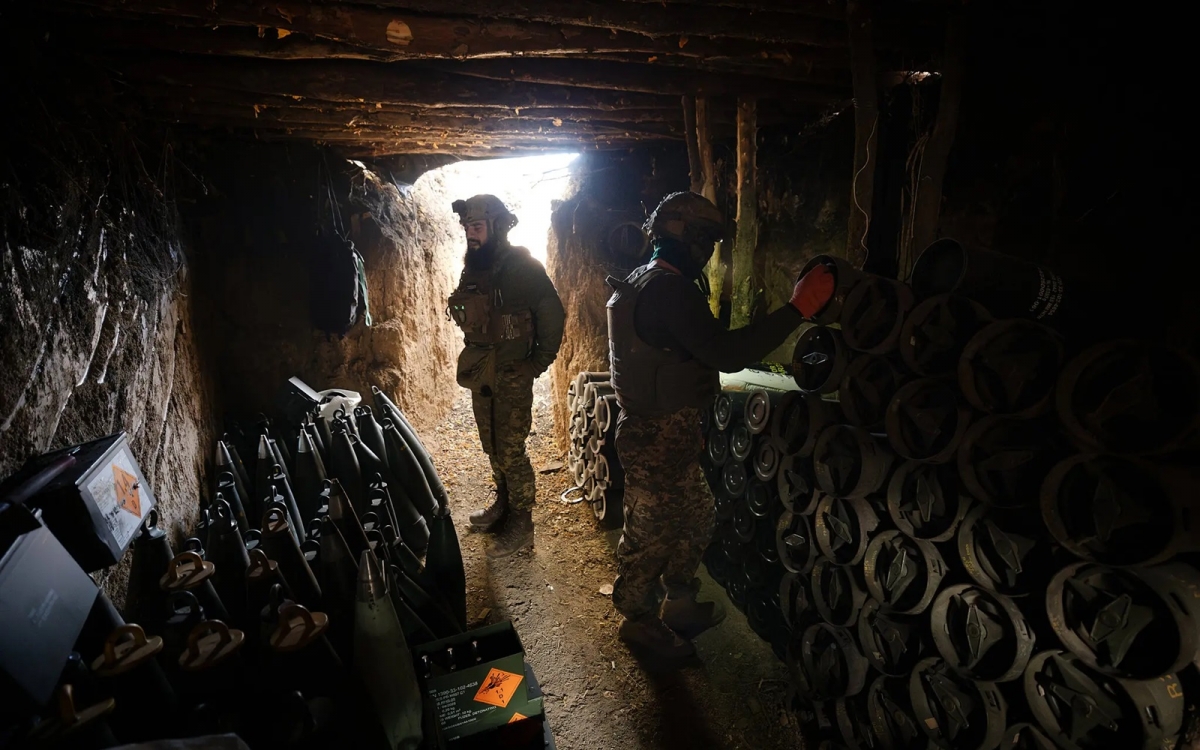 Một hầm đạn của quân đội Ukraine trong xung đột vũ trang với Nga. Ảnh: Nytimes.