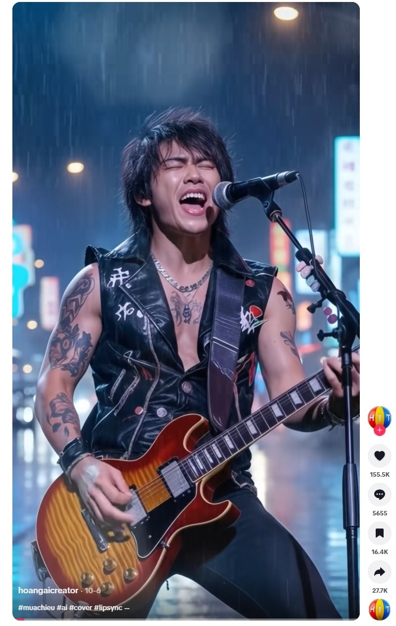 Bản cover “Mưa chiều” bằng giọng hát AI lan truyền mạnh trên TikTok, tạo nên tranh luận về ranh giới giữa công nghệ và cảm xúc con người trong âm nhạc. (Ảnh: TikTok)