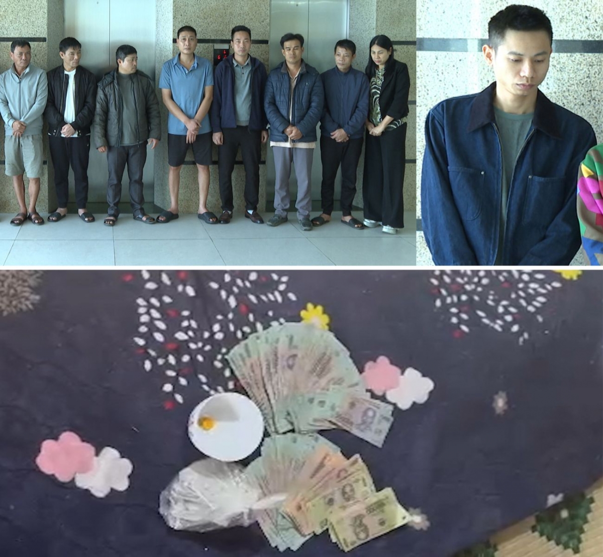 Các đối tượng đánh bạc, tổ chức đánh bạc cùng tang vật vụ án