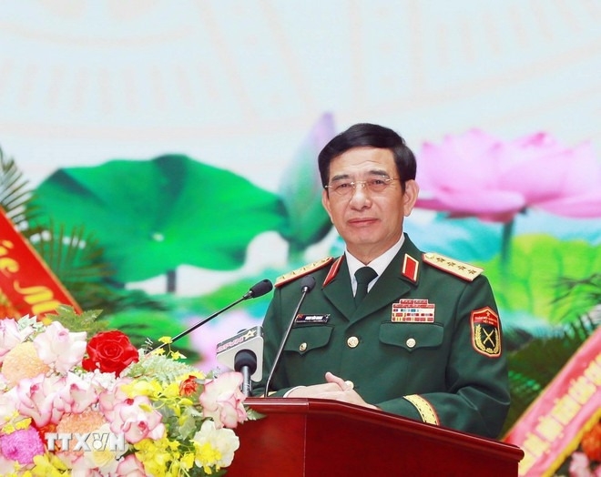 Đại tướng Phan Văn Giang phát biểu chỉ đạo Đại hội. (Ảnh TTXVN)