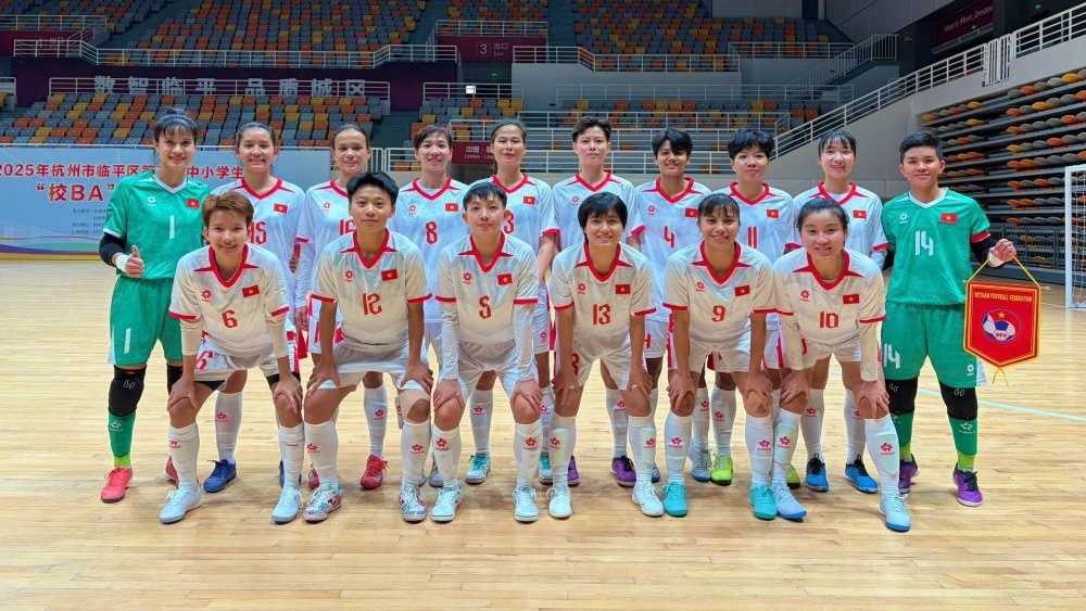 ĐT Futsal nữ Việt Nam có màn tái đấu Trung Quốc ở trận đấu trong khuôn khổ chuyến tập huấn tại Hàng Châu để chuẩn bị cho SEA Games 33. (Ảnh: VFF)