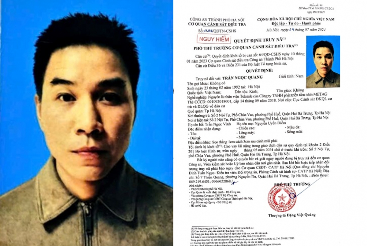 Quyết định truy nã đối tượng Trần Ngọc Quang
