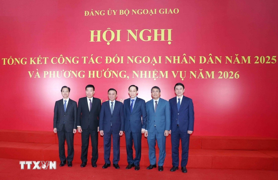 Hội nghị tổng kết công tác đối ngoại nhân dân năm 2025, phương hướng nhiệm vụ năm 2026 diễn ra sáng 30/12. (Ảnh: TTXVN)