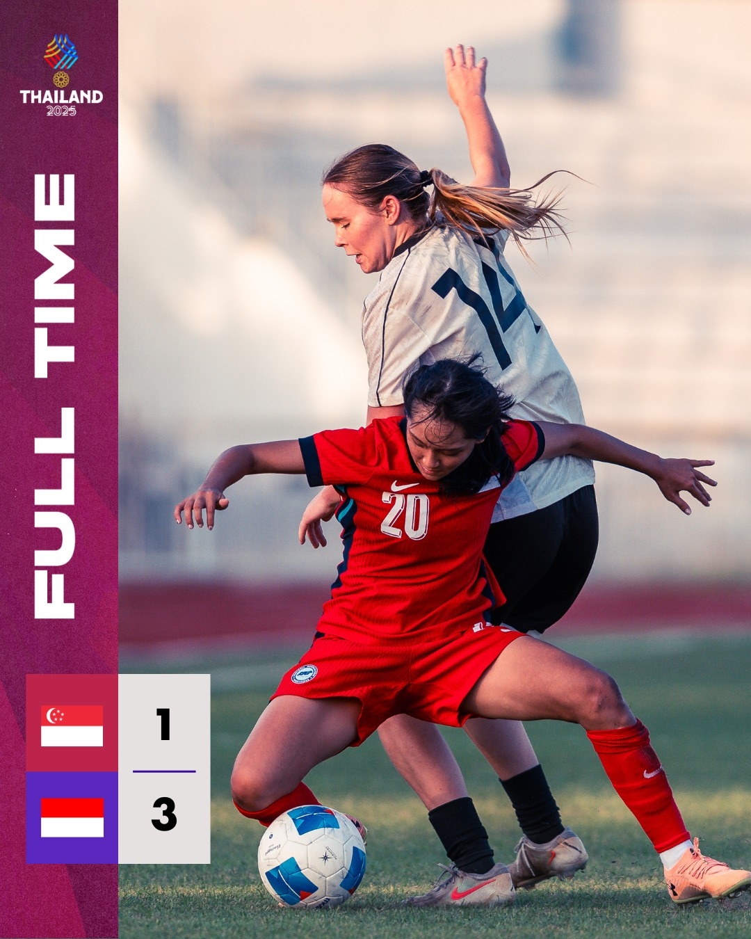 ĐT nữ Indonesia thắng 3-1 ĐT nữ Singapore.