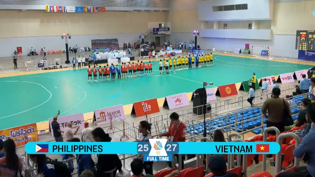 ĐT bóng ném nam Việt Nam thắng nghẹt thở ngày ra quân. (Ảnh: Chụp màn hình)