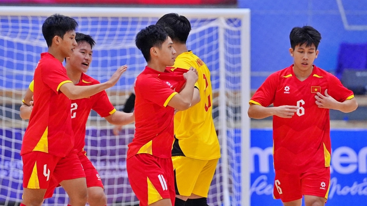 U19 Futsal Việt Nam thua 1-2 trước Thái Lan ở lượt trận cuối bảng A giải U19 Futsal Đông Nam Á 2025. (Ảnh: Changsuek)