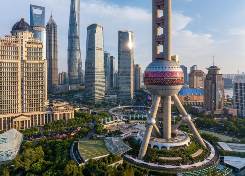 Khu Lục Giác Chủy (Lujiazui), Thượng Hải nhìn từ trên cao. Ảnh: The Paper