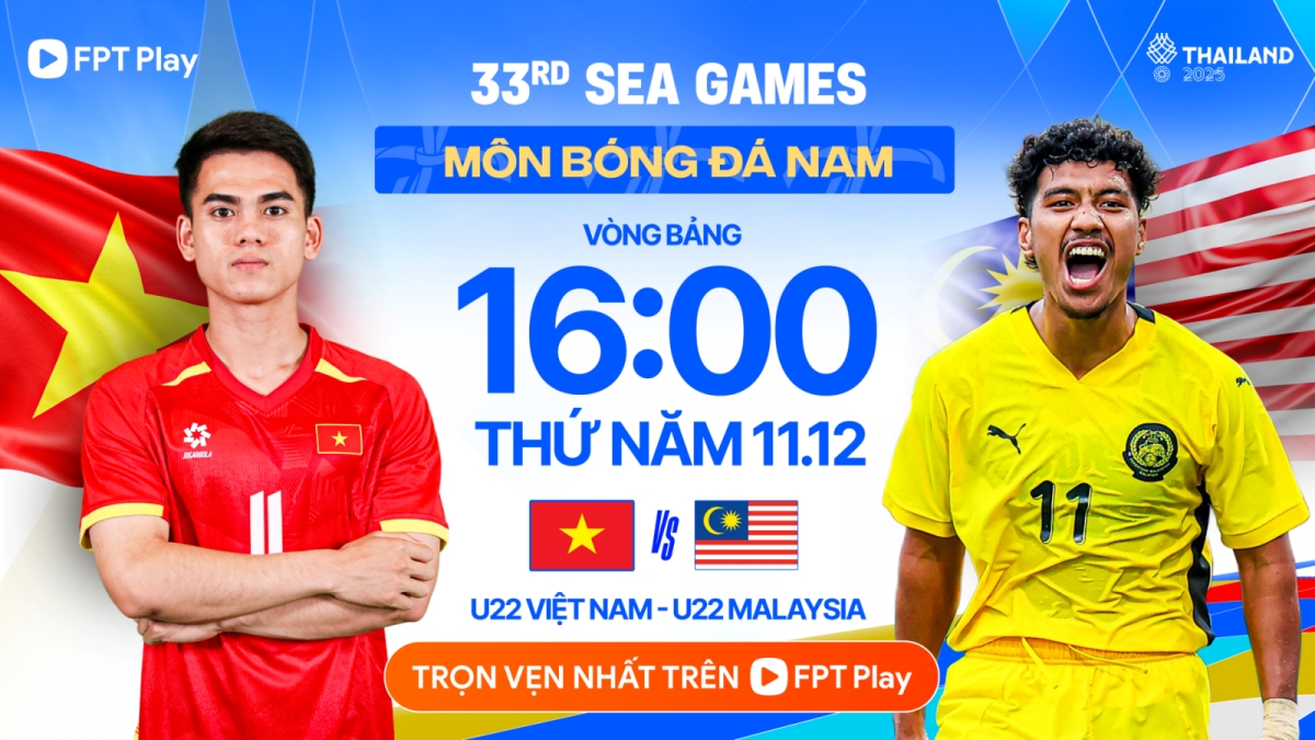 U22 Việt Nam vs U22 Malaysia sẽ so tài vào lúc 16h00